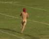 VIDEO: Masked streaker uses waiting getaway car to avoid capture at football game