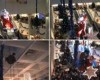 VIDEO: Man dressed as Santa Claus rescued after getting beard stuck while abseiling into shopping mall